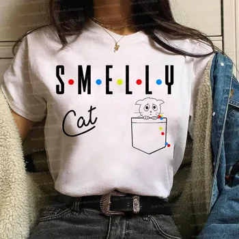Vogue pisica Mirositor Prieteni tricou femei Harajuku font Clasic de imprimare T-shirt Cafea tricou Amuzant buzunar design coreean Harry haine