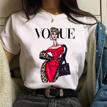 Vogue Printesa Print T Shirt Femei Casual Tricou Topuri Estetice Fata De Streetwear Modal De Vară T-Shirt