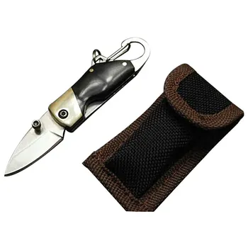 VOLEEDC Drumetii, camping mini briceag de supraviețuire în aer liber portabil cu cuțit din oțel inoxidabil lanț cheie briceag sac de nailon
