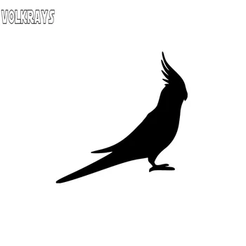 Volkrays Desene animate Autocolant Auto Papagalul Papagal, Pasăre, Papagal, Accesorii Reflectorizante Vinil rezistent la apa Decal Negru/Argintiu,16cm*16cm