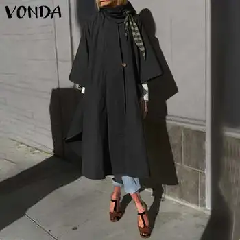 VONDA 2020 Casual Mâneci 3/4 O de Gât Femei Haine Femei Bumbac Solid Jachete Haine Lungi Vrac de Moda de Îmbrăcăminte exterioară Kleid Plus Dimensiune