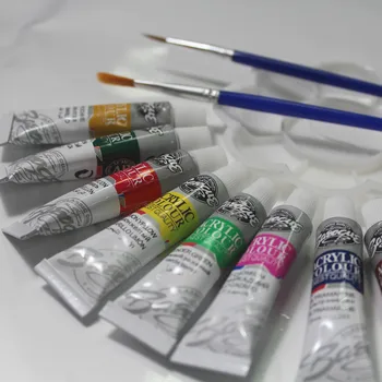 Vopsele Acrilice Tub Set Nail Art Pictura Instrument De Desen Pentru Artiști 12 Culori Oferta Pensule, Paleta