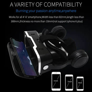 VR Shinecon 6.0 G04E Ochelari VR Carton Google 3D Ochelari de Realitate Virtuală, Cască Montare Cap de 4.7-6.2' Inch Smartphone