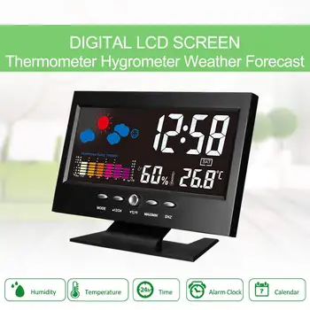 Vremea Stația de Mașină Termometru LCD Ecran Color de Interior, Temperatură și Umiditate Calendar cu UBS Cablu, Ceas Deșteptător