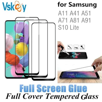 VSKEY 10buc 2.5 D Full Adeziv Sticla Temperata pentru Samsung Galaxy A11 A41 A51 A71 A81 A91 S10 Lite, Plin de Acoperire Ecran Protector de Film