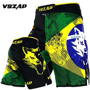 VSZAP Bărbați Brazilia MMA pantaloni Scurți Lupta Grappling Scurt Box pantaloni Scurți de Imprimare Poliester Kick Gel de Box Muay Thai Shorts MMA Boxe