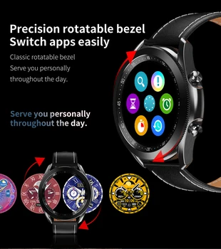 Vwar Watch3 Bezel Rotativ Ceas Inteligent Bluetooth Bărbați, Femei Smartwatch Rezistent La Apa De Fitness Brățară Pentru Android Apple Samsung