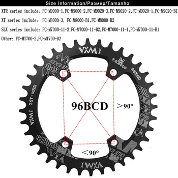 VXM Rotund Oval 96BCD Foaia MTB Mountain BCD 96 bicicleta 30T 32T 34T 36T 38T angrenajul Dinților placă de Piese pentru M7000 M8000 M9000