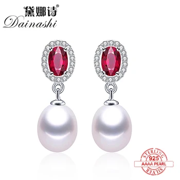 Vânzare Clearance-Ul ! Red Cristal De Înaltă Luciu Natural De Apă Dulce Perla Picătură Cercei Pentru Femeile De Moda 925 De Bijuterii De Argint Cu Cutie