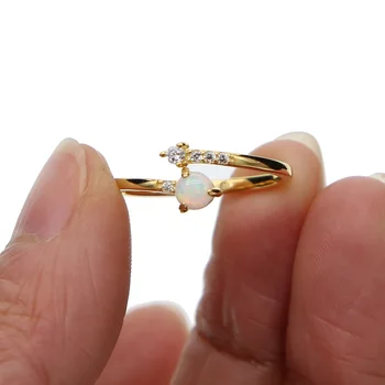 Vânzare directă reale argint 925 culoare de aur adjustablle deschis opal inel Delicat Subțire Mici cz Inele Pentru Doamna