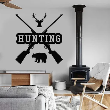 Vânătoare de vinil de perete decal urs de vânătoare cerb armă hunter logo-ul silueta pasionat de vânătoare magazin club decorare autocolant SL10