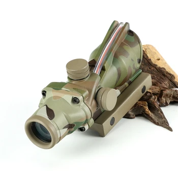 Vânătoare Riflescope 4 X 32 Reale Fibra Optica Red Dot Iluminat Pahar Gravat Reticul Tactic Vedere Optic