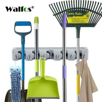 WALFOS Plastic Montat pe Perete Mop Suport Raft de Depozitare Cârligele Perie Broom Organizer Cuier Home Accesorii Baie
