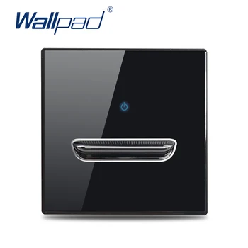 Wallpad 1 2 3 4 Banda de Perete Comutator Chrome Butonul Date CAT6 HDMI USB Priză Priză de Sticlă Neagră Colț Rotund L6 RC Serie