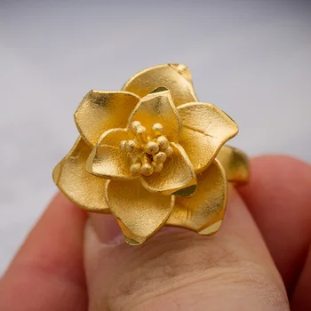 Wando Trendy Placat cu Aur de 24K Multi Nunta forma de Floare de Culoare de Aur Mireasa Inele Pentru Barbati Femei Cadouri Bijuterii