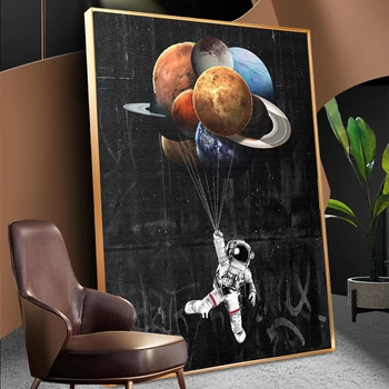 WANGART Astronaut Spațiu Visezi Stele Limita Pictura in Ulei pe Panza Imagini de Perete pentru Camera de zi Postere si Printuri Decor Acasă