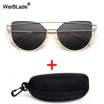 WarBlade Ochi de Pisica ochelari de Soare pentru Femei Brand Designer Oglindă Plană a Crescut de Aur Vintage din Metal Reflectorizant ochelari de Soare de sex Feminin Oculos Gafas
