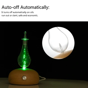 Waterless Difuzor de arome de Lemn de Sticlă Inhalator pentru Uleiuri Esentiale cu Lumina LED-uri Colorate pentru Camera Acasa