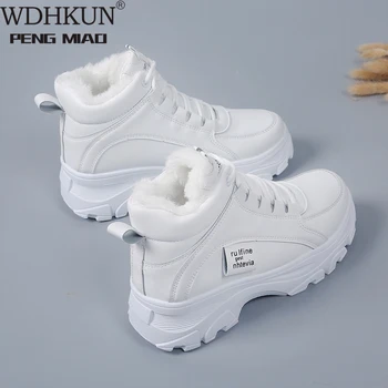 WDHKUN femeii Adidasi Casual de Iarna pantofi cu Blana de Pluș Cald Pantofi pentru Femei; Pantofi cu Siret; Pantofi pentru Femei pe