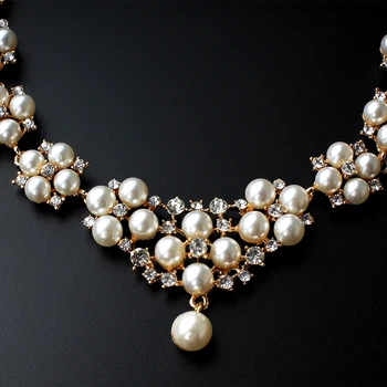 Weibang femei imitație pearl set de bijuterii aur cercei set colier mireasa, domnisoara de onoare cadou de accesorii de dropshipping
