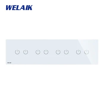 WELAIK Brand 4Frame 4*2gang1way Sticlă Cristal-Panou UE Wall-Comutator UE Touch-Ecran Comutare Întrerupător 1gang1way AC250V A4921CW