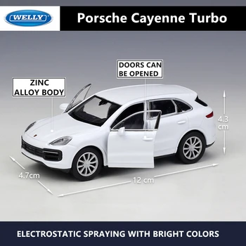 WELLY 1:36 Porsche Cayenne Turbo alb aliaj model de masina de masina de Simulare de Colectare de jucării pull-spate vehicul Cadou de colectie