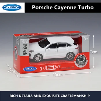 WELLY 1:36 Porsche Cayenne Turbo alb aliaj model de masina de masina de Simulare de Colectare de jucării pull-spate vehicul Cadou de colectie