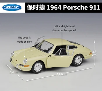 WELLY Diecast 1:36 Scară Simulator Clasic Model de Masina 1964 Porsche 911 Trage Înapoi Mașina Aliaj Metalic Mașină de Jucărie Pentru Copii Cadou de Colectie