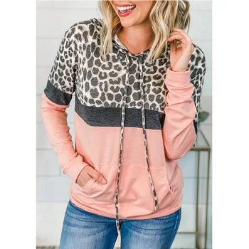 WEPBEL Leopard de Imprimare Femei Hoodies Panou cu Mâneci Lungi cu Glugă Bluze Plus Dimensiune Moda Femei cu Glugă Pulovere Hanorace
