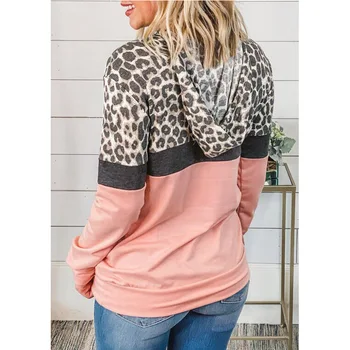 WEPBEL Leopard de Imprimare Femei Hoodies Panou cu Mâneci Lungi cu Glugă Bluze Plus Dimensiune Moda Femei cu Glugă Pulovere Hanorace