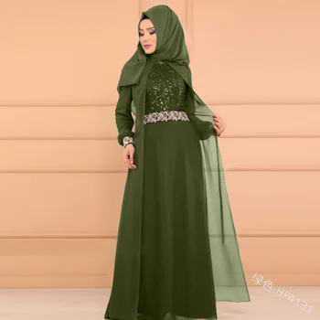 Wepbel olid Culoare Abaya Sifon Femeile Musulmane Rochie Slim Fit Talie Mare SPlus Dimensiune cu Mâneci Lungi Halat de Leagăn Mare Kimono