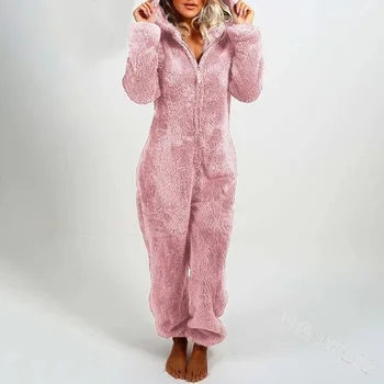 Wepbel Onesies Adulți Drăguț de Agrement Topuri Periat și Groasă de Blană dintr-O Bucata Cuplu cu Gluga Pijama, Plus Dimensiunea Femei Pijamale
