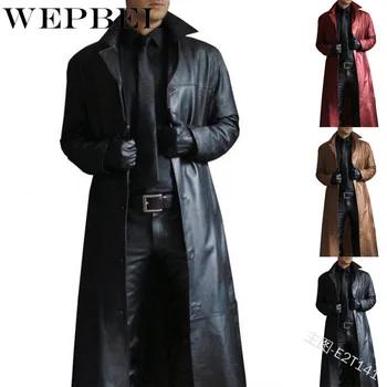 WEPBEL Vintage de Toamna Iarna Îmbrăcăminte din Piele Faux Trenci ofițeresc Cardigane Barbati de Moda Medievală Steampunk Lungă, Jachete de Piele
