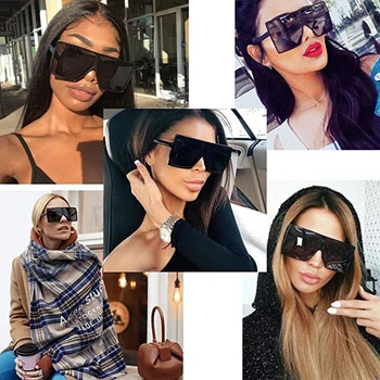 WERGASUN Supradimensionate Nuante Femei ochelari de Soare Moda Negru Ochelari Pătrați Mare Cadru ochelari de Soare Vintage Retro Ochelari de soare Unisex oculos