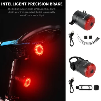 WEST BIKE Biciclete Inteligent de iluminare din Spate Auto Start/Stop de Frână de Detectare IPx6 Impermeabil USB de Încărcare Ciclism Far Bicicleta cu LED Lumina