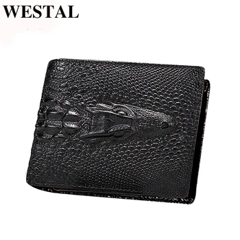 WESTAL model crocodil bărbați portofel din piele vintage monedă pungă sac de bani titularului cardului de design portofel de lux geanta 4223