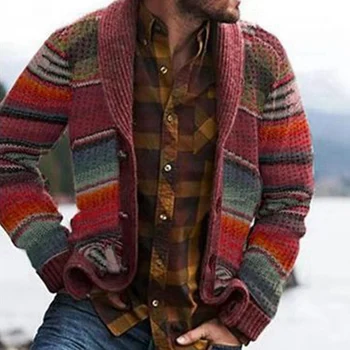 Western Stil Pulover Cald de Vânzare Bărbați Tricotaje 2020 Primăvară Stil Nou Imprimate Pulover cu mâneci Lungi, Topuri, Cardigane Barbati