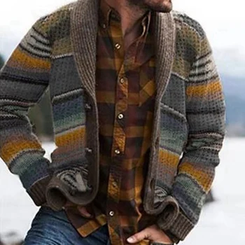 Western Stil Pulover Cald de Vânzare Bărbați Tricotaje 2020 Primăvară Stil Nou Imprimate Pulover cu mâneci Lungi, Topuri, Cardigane Barbati