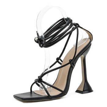 WETKISS 2021 Noua Femeie Stiletto, Sandale cu Toc Sandale Gladiator Jambiere Femei Pantofi Dantela-Up Pantofi pentru Femeie Pantofi Sexy de Partid