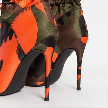 WETKISS de Camuflaj, Cizme Femei la Jumătatea Vițel Cizme de Iarnă Pantofi Femei cu Toc Stiletto Pantofi Doamnelor Subliniat Toe Elastic Pantofi de Partid