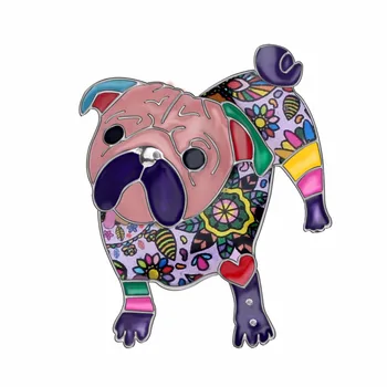 WEVENI Aliaj de Email Unice Pug Câine Broșe Haine de Moda Eșarfă Pin Moda Companie de Bijuterii Pentru Femei și Fete Cadou Decor