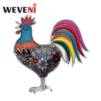 WEVENI Email Aliaj Florale Cocoș Pasăre Pui Broșe Haine Eșarfă Pin Animale de Bijuterii Pentru Femei și Fete Petrecere Cadou Vrac