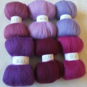 Wfpfbec violet 6 Culori Fibră de Lână Rătăcire de Cusut Pentru Ac Felting Papusa lucru Manual Lână Brută Ambarcațiuni 6colors 10g/culoare total 60g