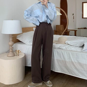 Whcw Cgdsr Liber Birou Solid 2020 Toamna Înaltă Talie Pantaloni Casual De Iarna Plus Dimensiune Pantaloni Femei Costum Coreeană Piciorul Drept Larg