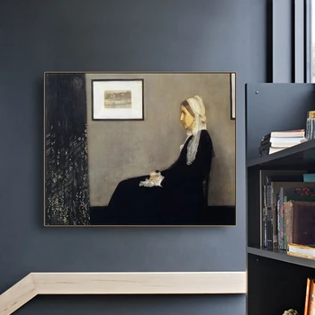 Whistler Pictura 《Gri și Negru Concert: Portret de Pictorul Mama lui》Classic Canvas Wall Art Print Poster Camera elemente d