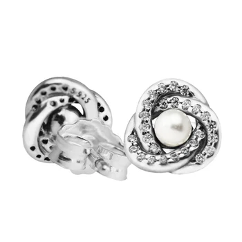 White Pearl Cercei pentru Femei Argint 925 Luminos Dragoste Noduri Stud Cercei Moda Bijuterii brincos