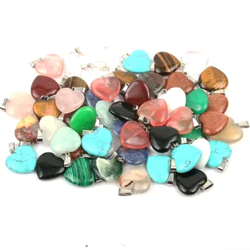 Wholsale Piatră Pandantiv in Forma de Inima Pandantive Opal/Malachit Farmecele pentru Coliere Bijuterii de Luare 20*6 mm