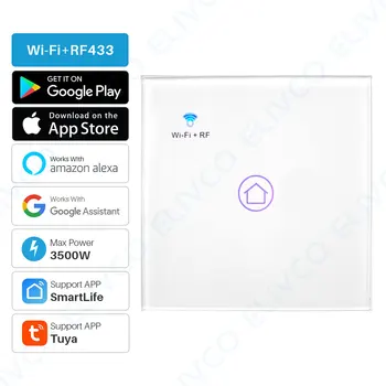 Wifi inteligent Atingeți Comutatorul Fir Neutru Necesare Comutator de Lumină 1Gang 100-240V Suport Alexa Google Acasa 433RF la Distanță Tuya Smart Home
