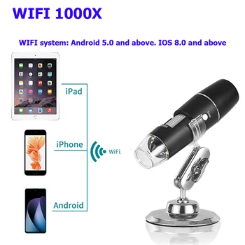 WiFi Profesionale Microscop Digital USB cu 8 LED-uri 2MP 1000X Electronic Microscop Endoscop Zoom Lupa