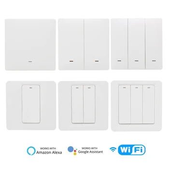 WiFi Smart Switch Buton de Viață Inteligentă/Tuya APP Control de la Distanță de start google voice control pentru 1/2/3 Gasca Nul și Linie de Foc